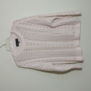 KENDALL + KYLIE  White crochet open knit long sleeve pullover sweater sz L